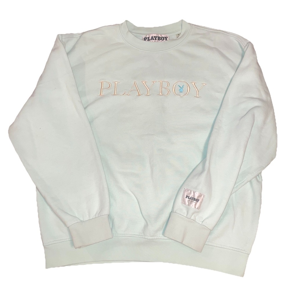 Playboy By Pacsun Sweater Men Medium Mint Green Embroidered Logo